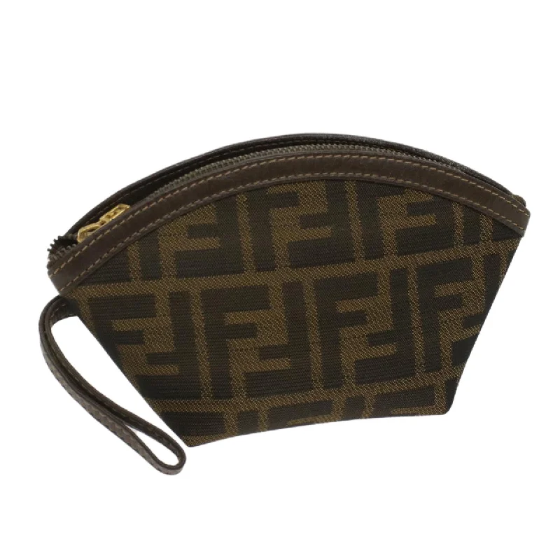 FENDI Zucca Canvas Pouch Black Brown  ar10187