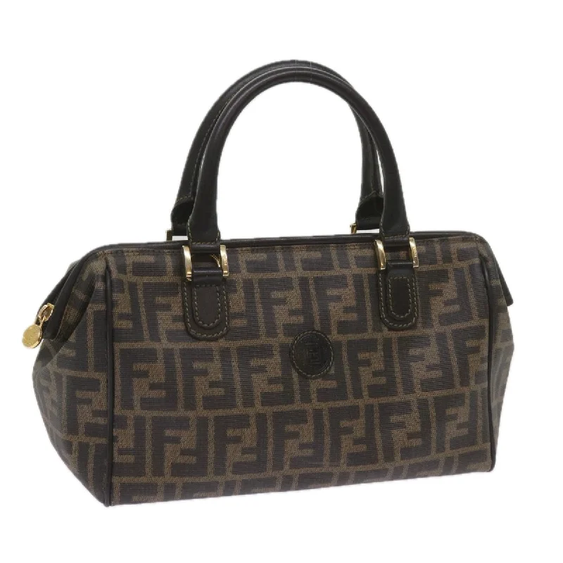 FENDI Zucca Canvas Hand Bag Black Brown  yk11054