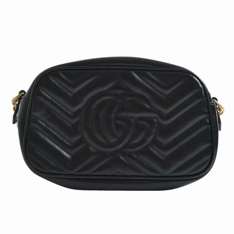 Gucci GG Marmont Leather Quilted Small Chain Shoulder Bag Black