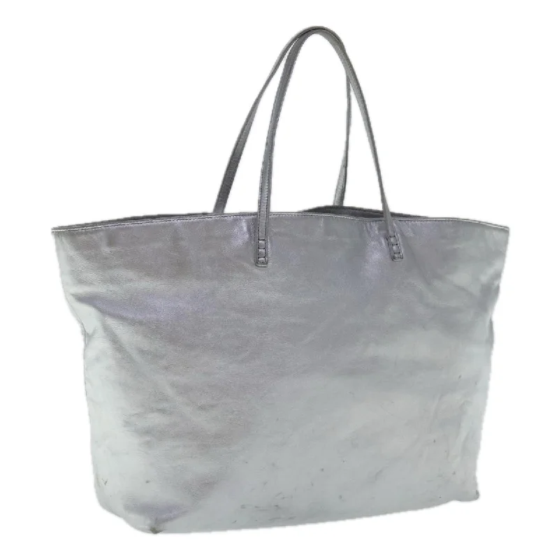 FENDI Tote Bag Leather Silver  97104