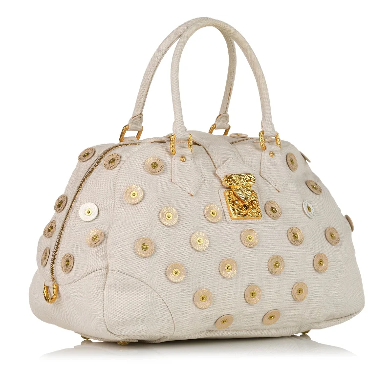 White Louis Vuitton Polka Dots Panama Bowly Tote Bag