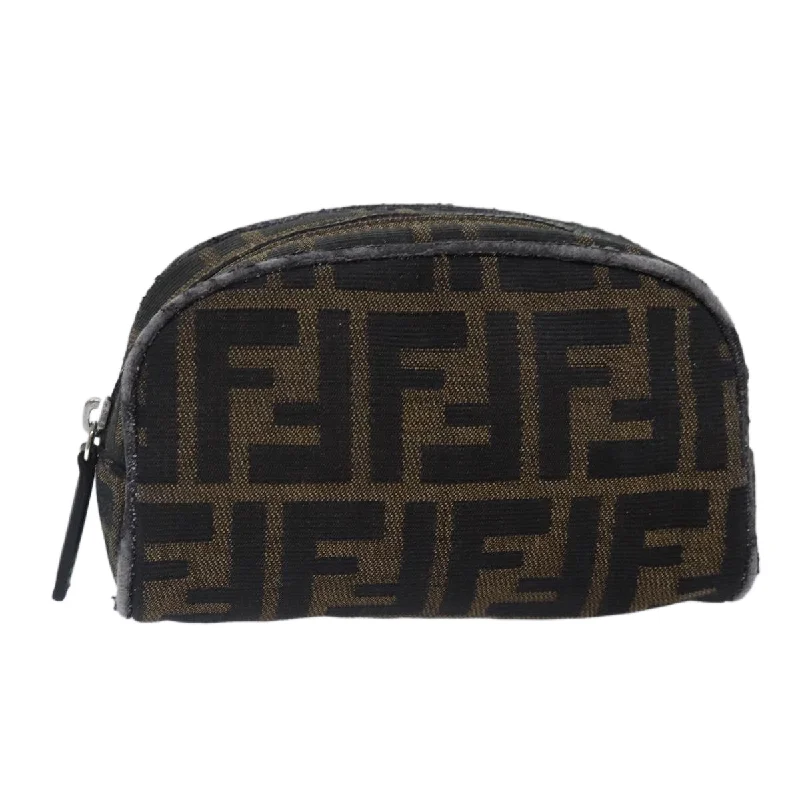 FENDI Zucca Canvas Pouch Brown Black Silver  fm3759