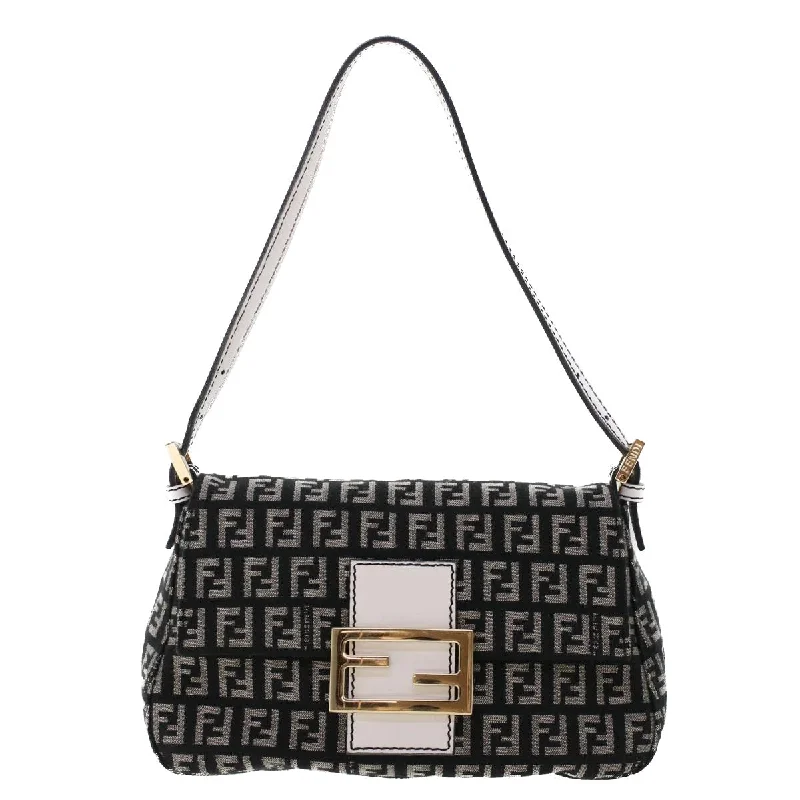 FENDI Zucchino Canvas Mini mamma bucket Hand Bag Black  yk8027