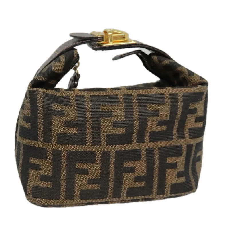 FENDI Zucca Canvas Pouch Brown Black gold  ki4972