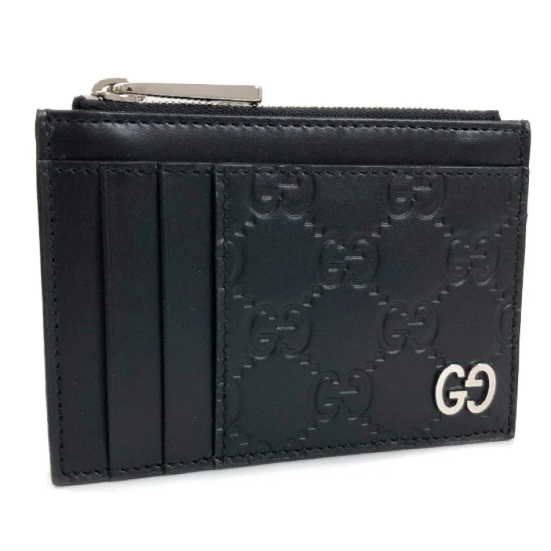 Gucci Card Case Dorian Signature Pass Coin 597560 Canvas Leather Black Men's Gucci