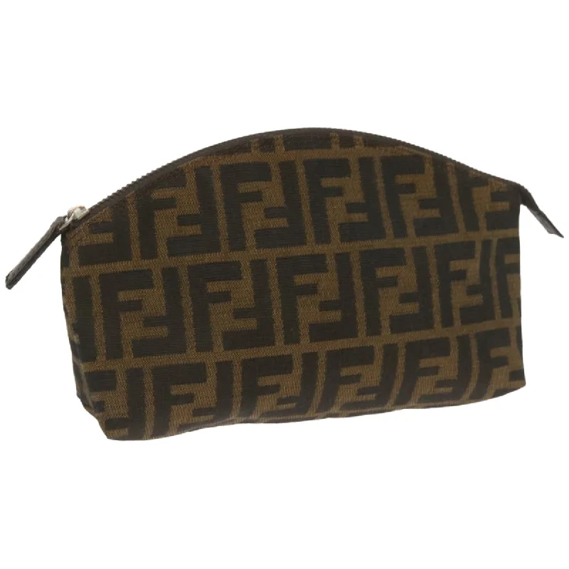 FENDI Zucca Canvas Pouch Brown Black  yk10915