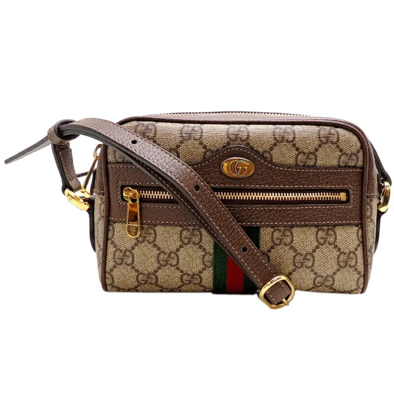 Gucci Ophidia GG Supreme Mini Bag Women's Shoulder 517350 Beige Brown Green x Red