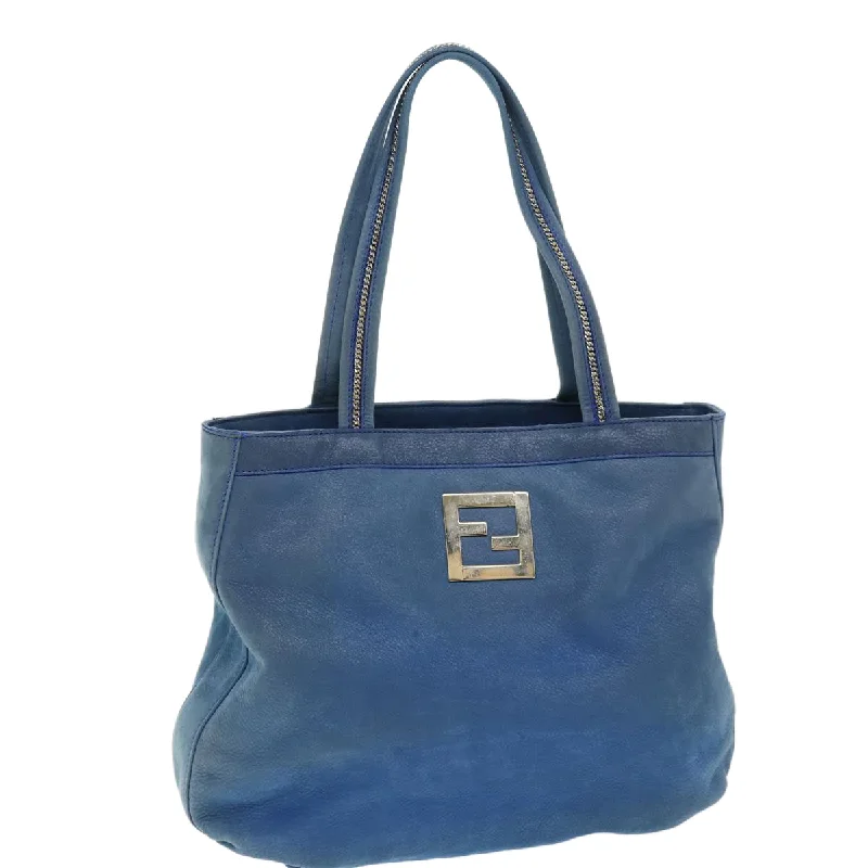 FENDI Tote Bag Leather Blue  yk12353