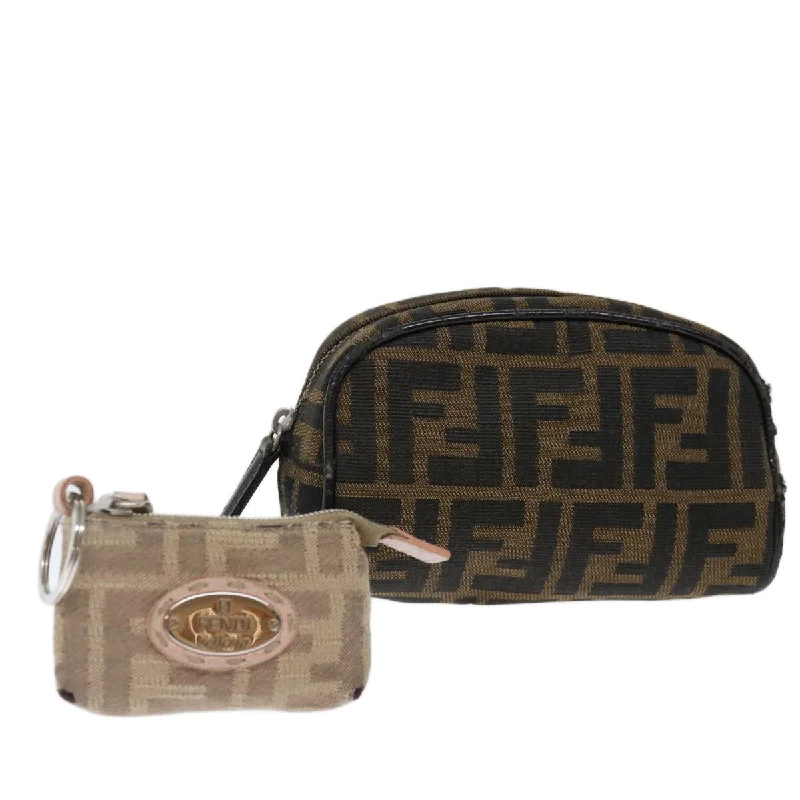 FENDI Zucca Canvas Pouch 2Set Black Beige Brown  ac2939