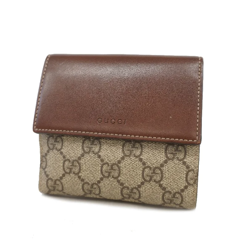 Gucci Bifold Wallet 410104 GG Supreme/Leather Beige/Brown Gold metal