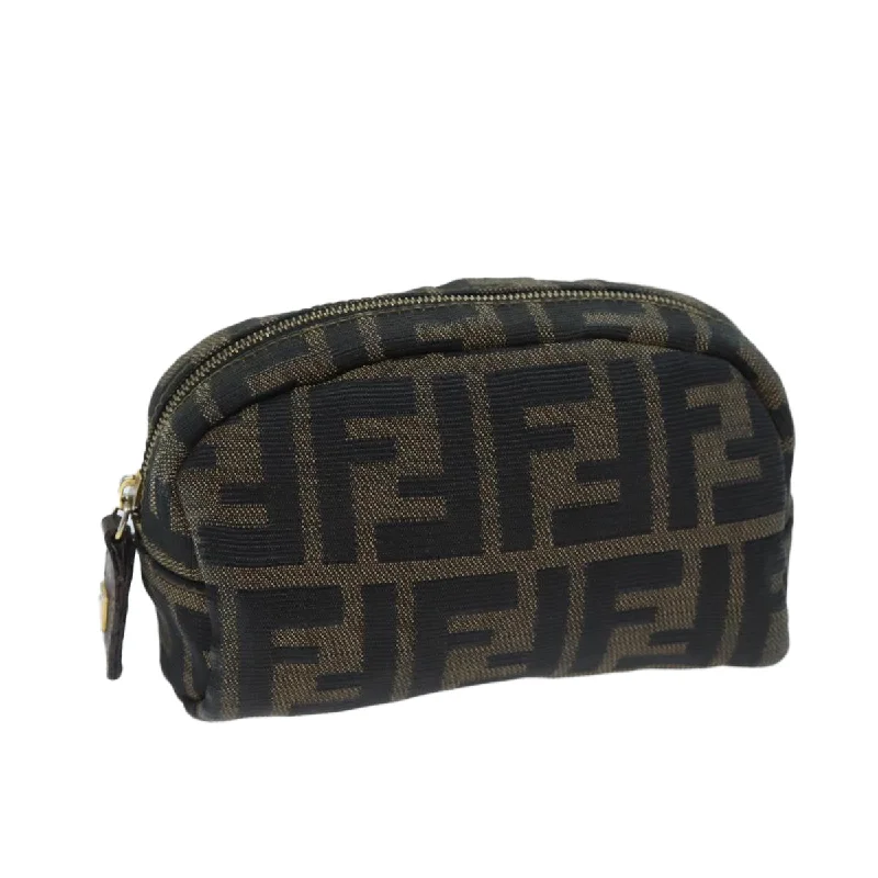 FENDI Zucca Canvas Pouch Brown Black  yk11488