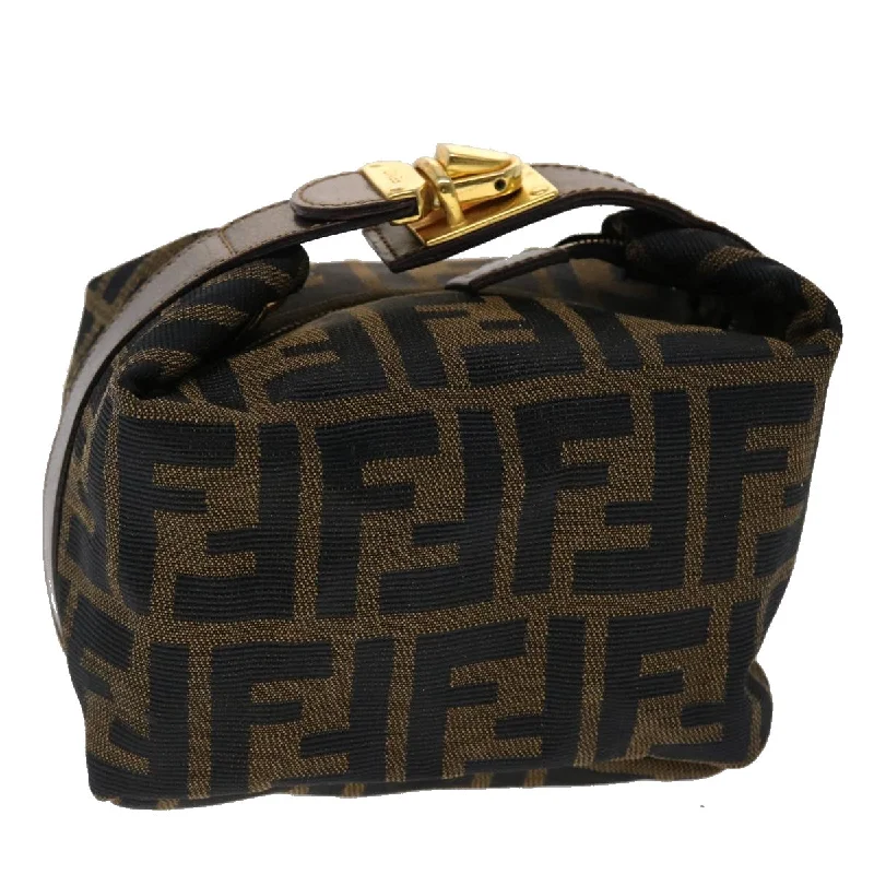 FENDI Zucca Canvas Hand Bag Black Brown  yk7553B