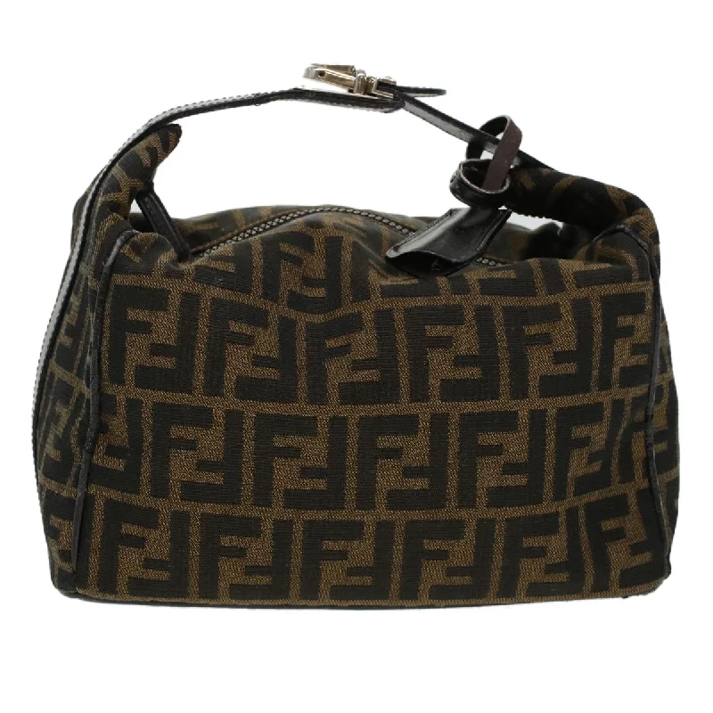 FENDI Zucca Canvas Hand Bag Black Brown  yk6888B