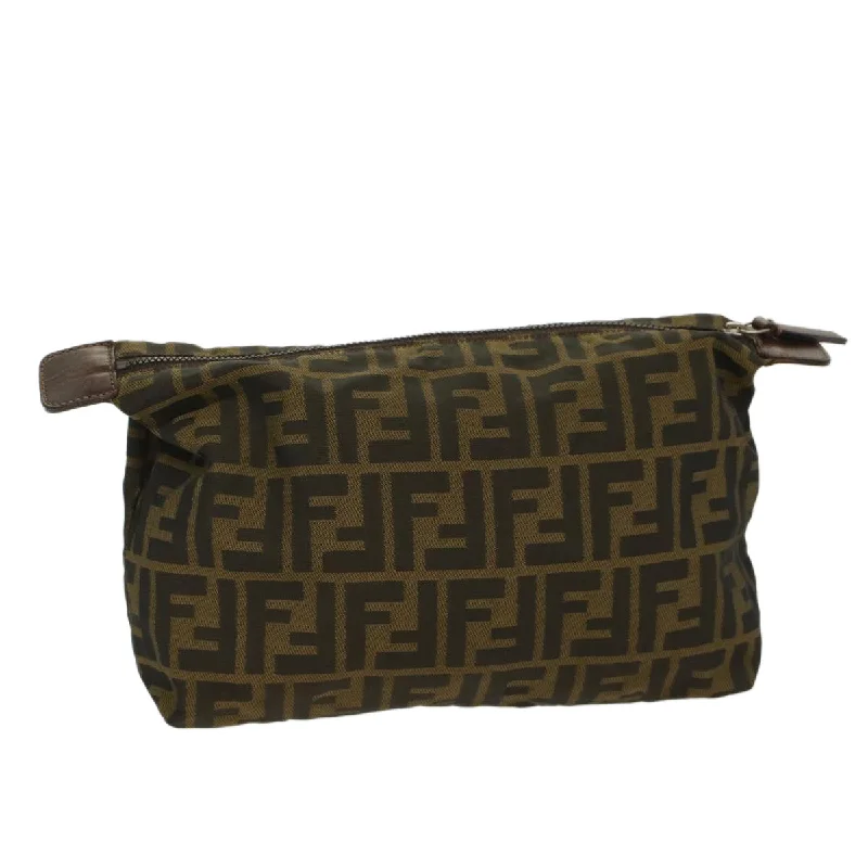 FENDI Zucca Canvas Pouch Black Brown  yk8572