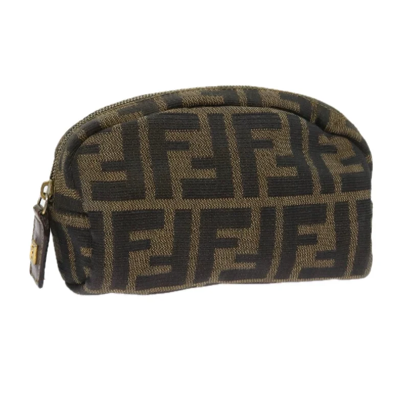 FENDI Zucca Canvas Pouch Black Brown  bs9279