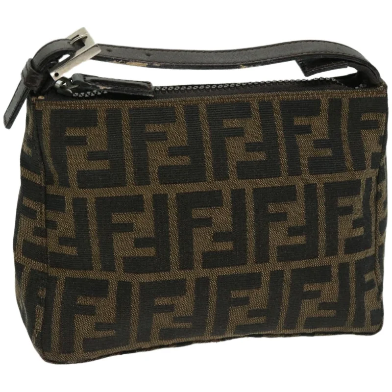 FENDI Zucca Canvas Hand Bag Black Brown  yk10821