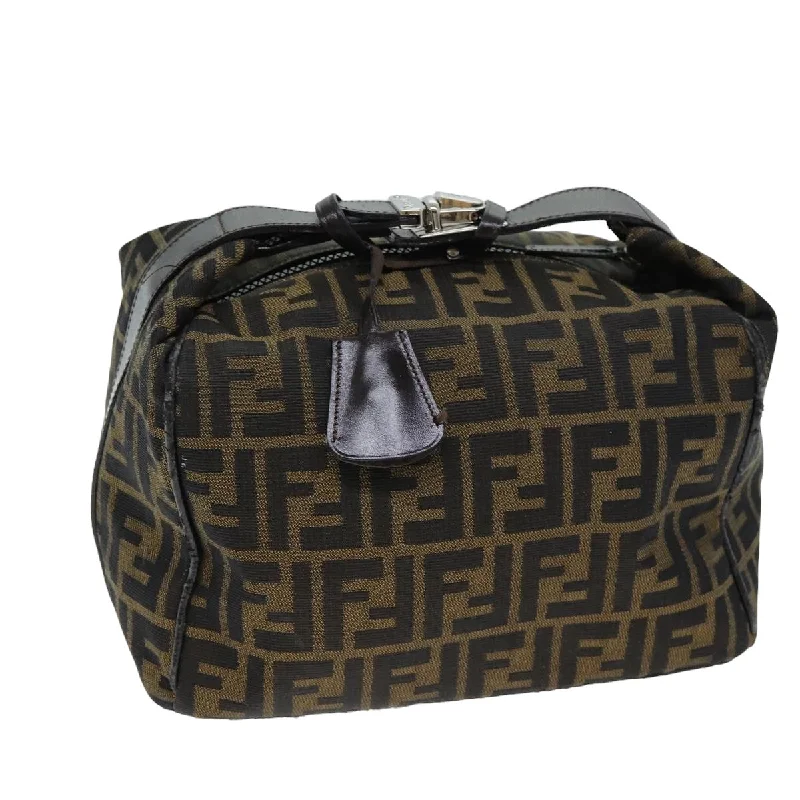 FENDI Zucca Canvas Hand Bag Black Brown  yk12930