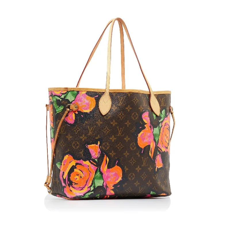 Brown Louis Vuitton Monogram Roses Neverfull MM Tote Bag