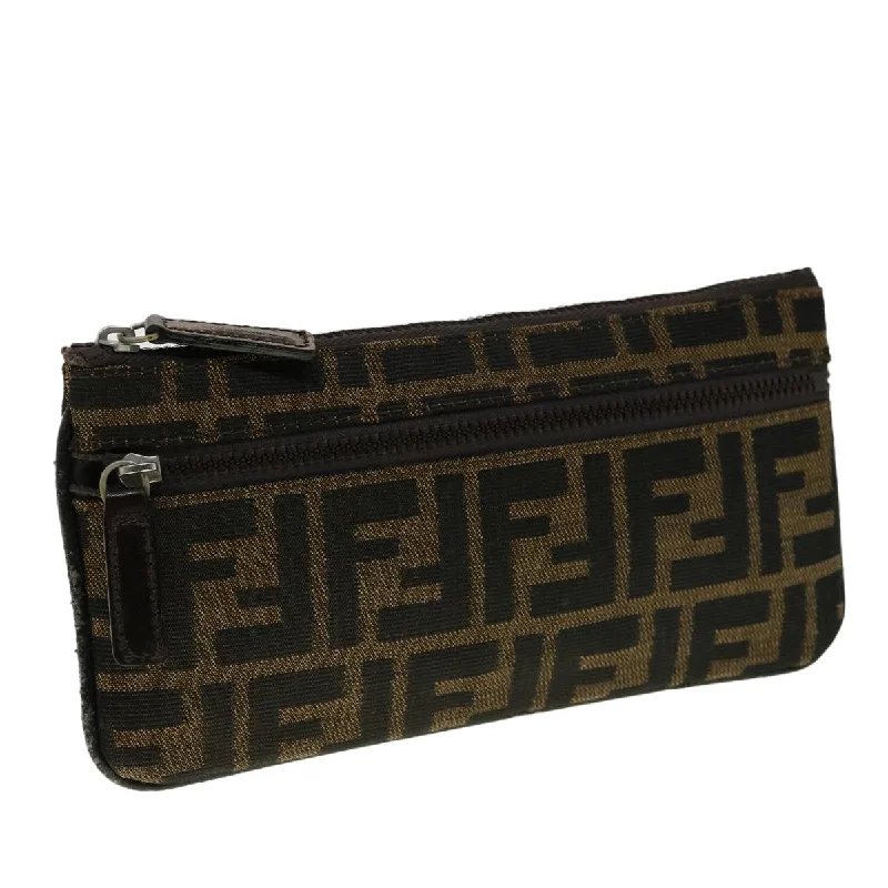 FENDI Zucca Canvas Pouch Brown  ki2134