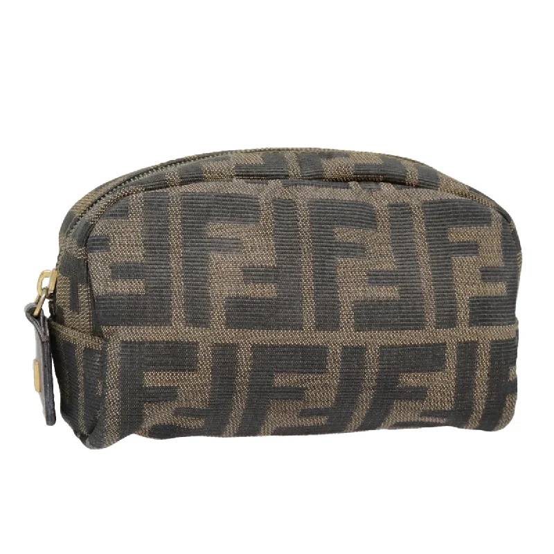 FENDI Zucca Canvas Pouch Black Gold Brown  fm3877