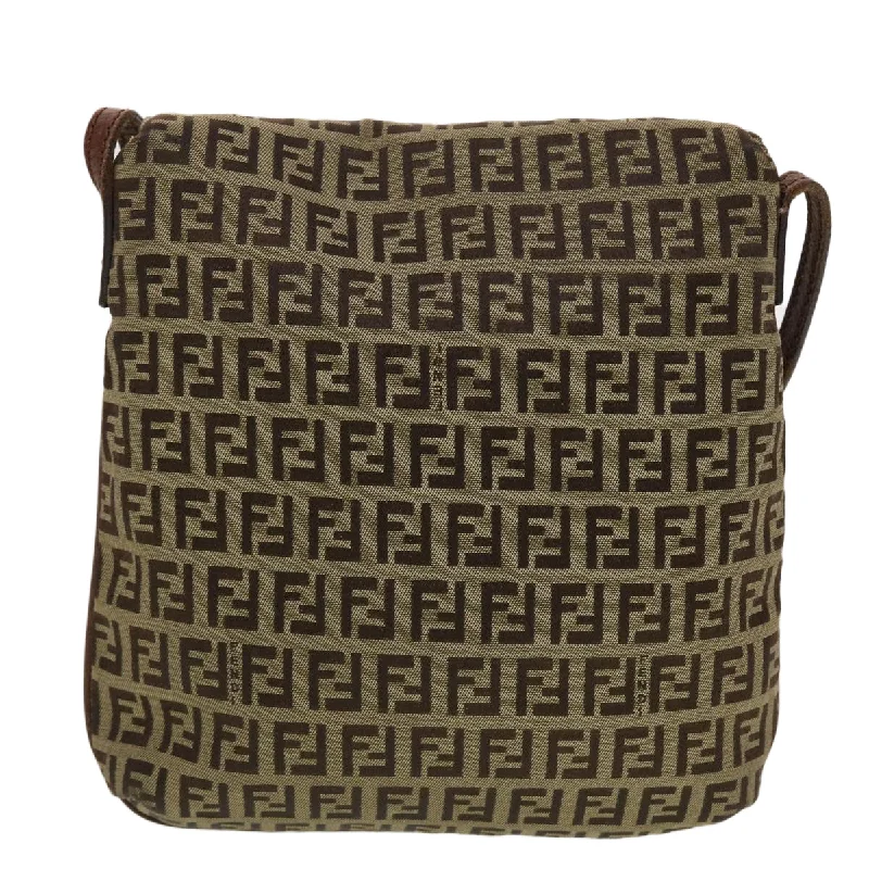 FENDI Zucchino Canvas Shoulder Bag Brown 2228-8BT075-TN9069  rd5064