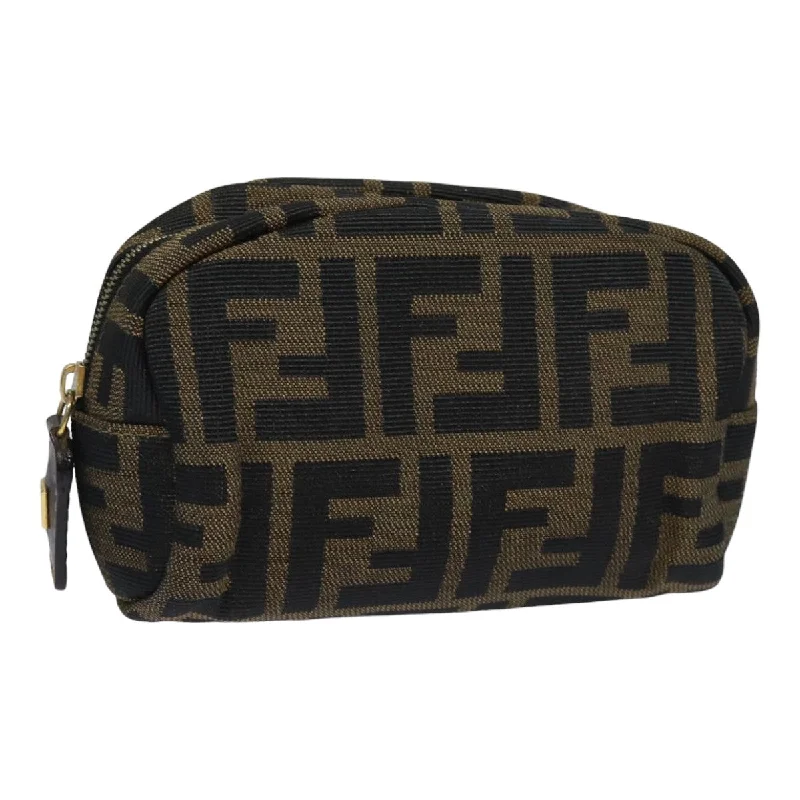 FENDI Zucca Canvas Pouch Black Brown  83766