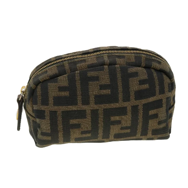 FENDI Zucca Canvas Pouch Black Brown  40210