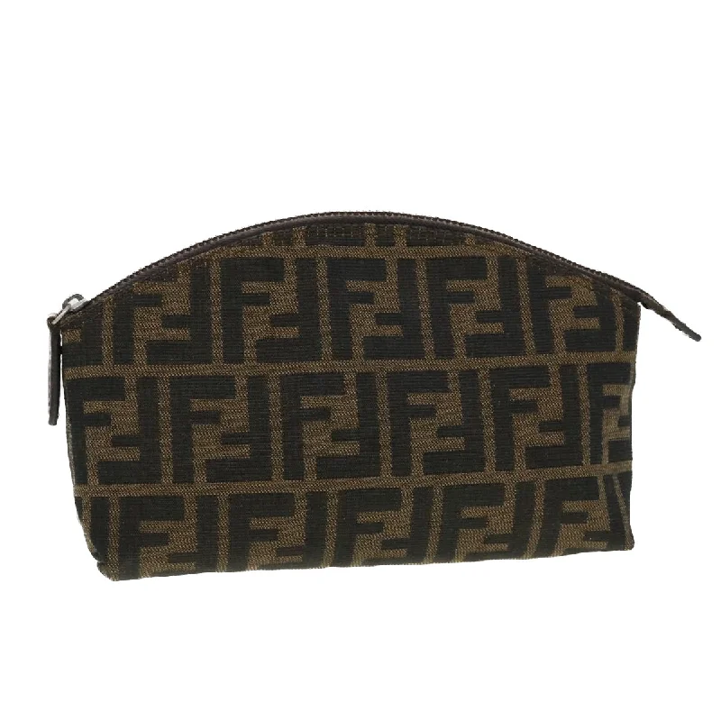 FENDI Zucca Canvas Pouch Black Brown  44668