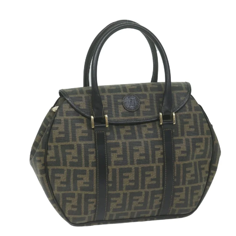 FENDI Zucca Canvas Hand Bag Black Brown  yk10606