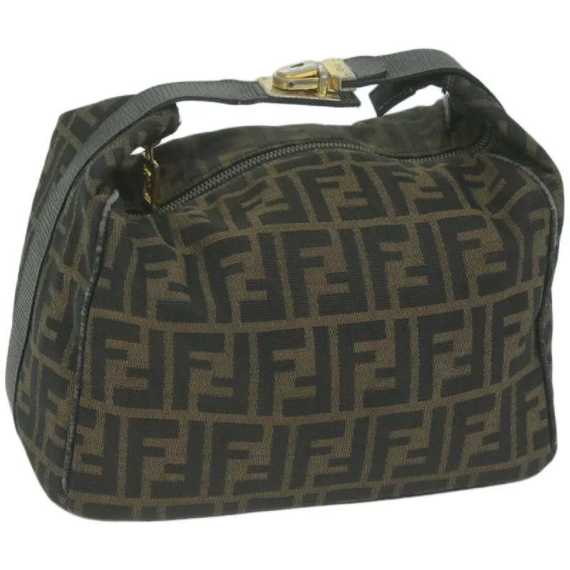 FENDI Zucca Canvas Hand Bag Black Brown  yk10697