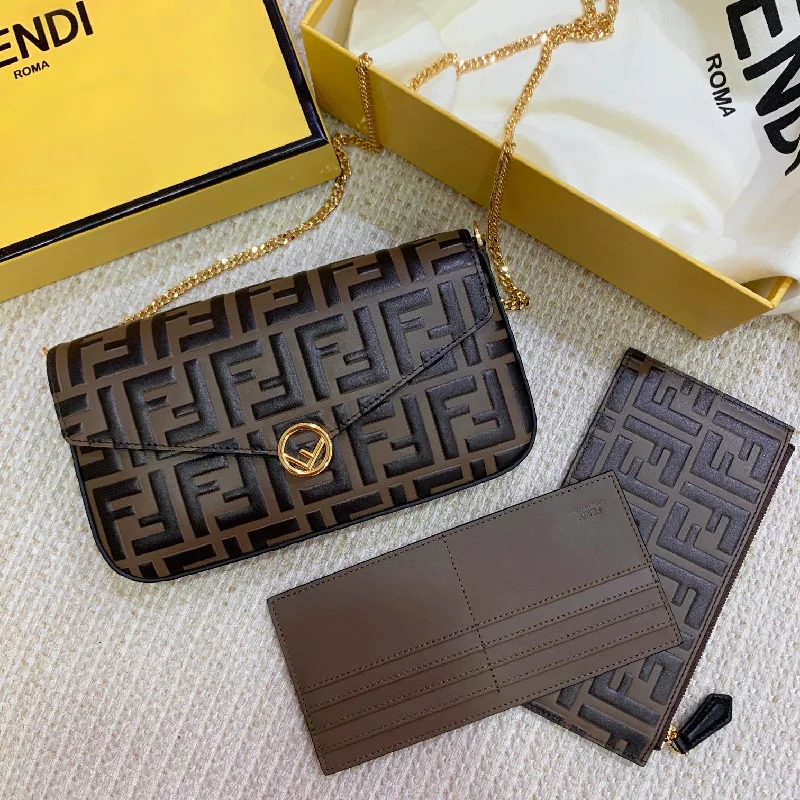 Fendi Wallet On Chain With Pouches Brown