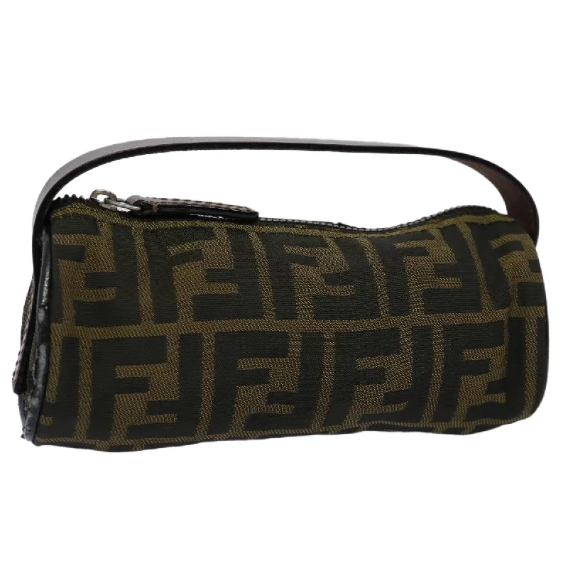 FENDI Zucca Canvas Hand Bag Black Brown 2257 26553 009  am5322