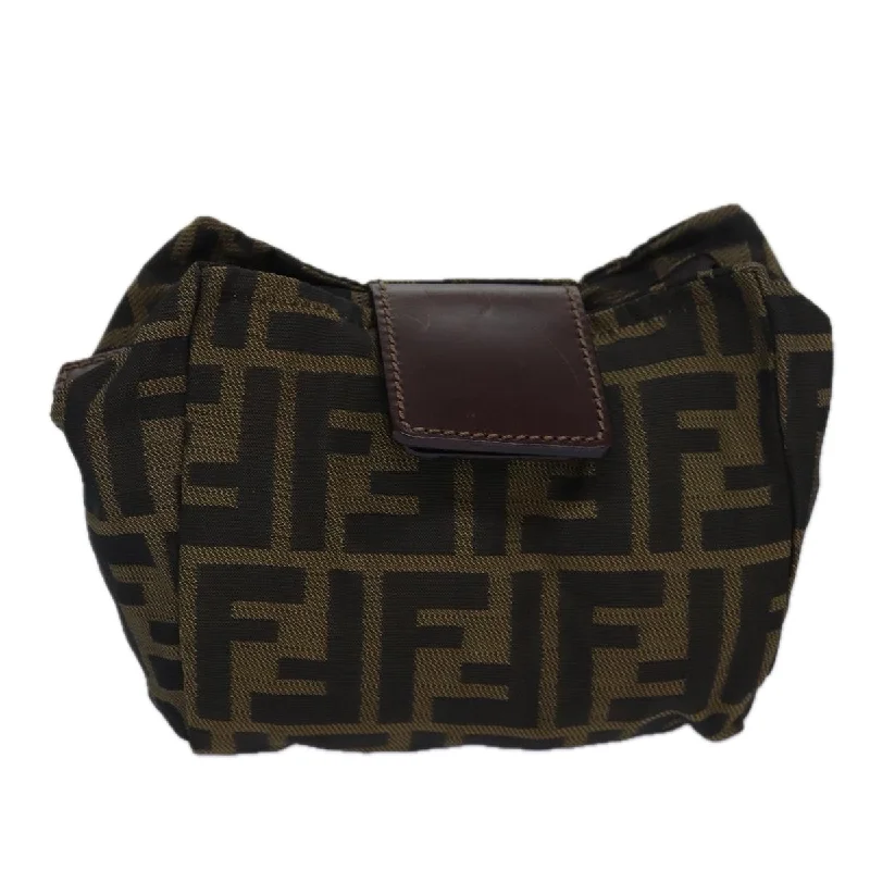 FENDI Zucca Canvas Pouch Black Brown  yk13677