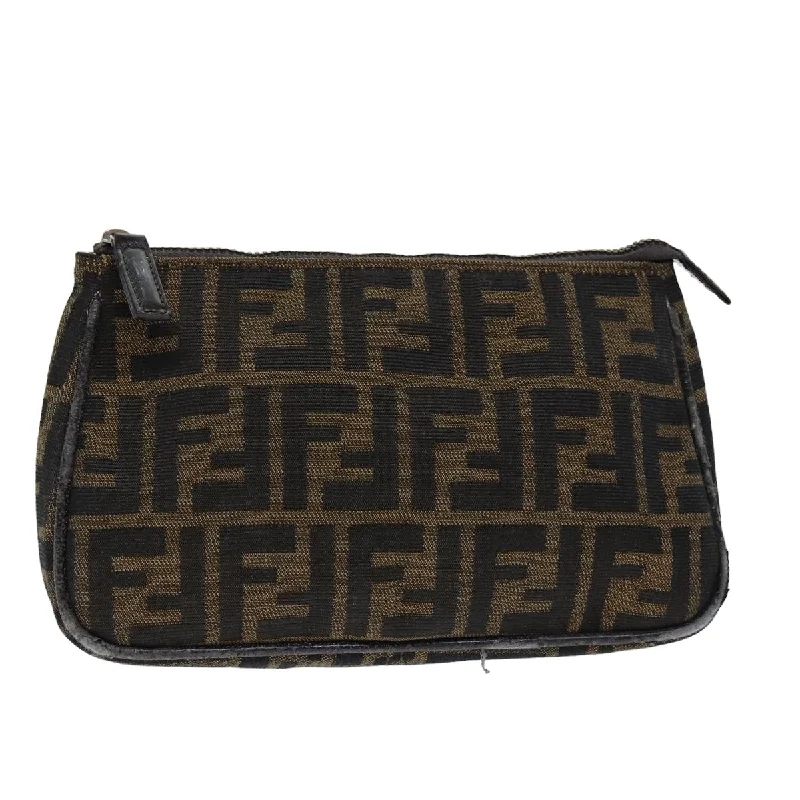 FENDI Zucca Canvas Pouch Brown Black  bs15782