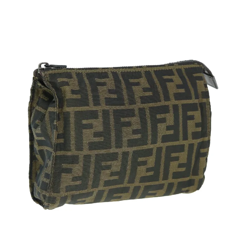 FENDI Zucca Canvas Pouch Black Brown  ti1419