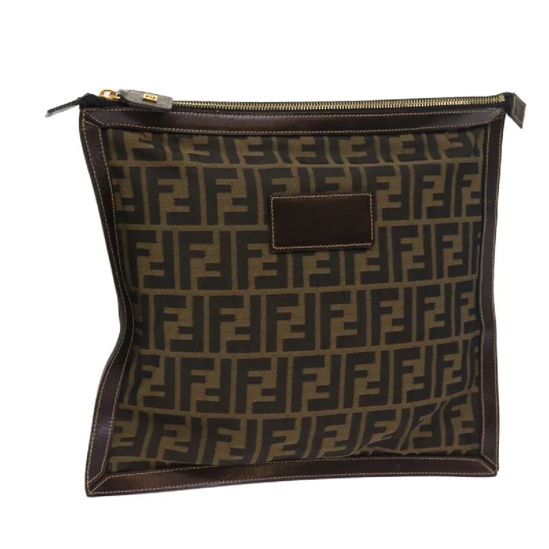 FENDI Zucca Canvas Pouch Black Brown  54125