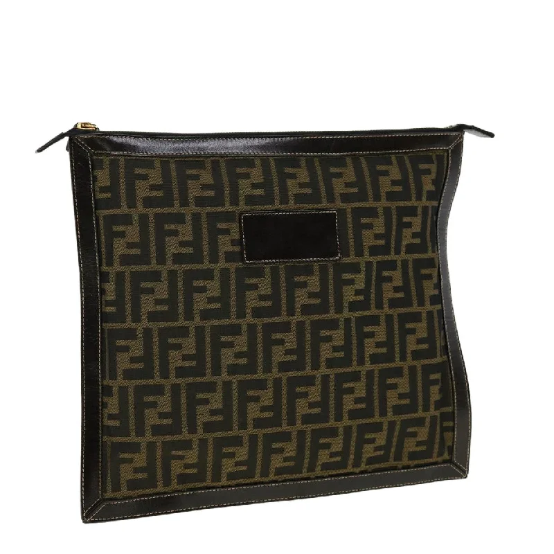 FENDI Zucca Canvas Pouch Brown  ki2108