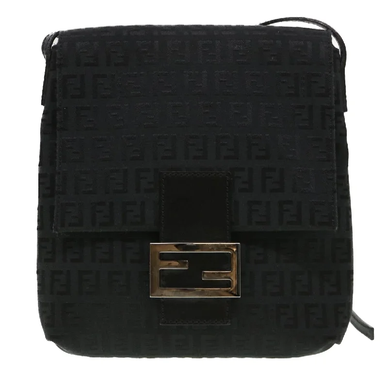 FENDI Zucchino Canvas Shoulder Bag Black 2288-8BT075-JQ5-088  rd4687