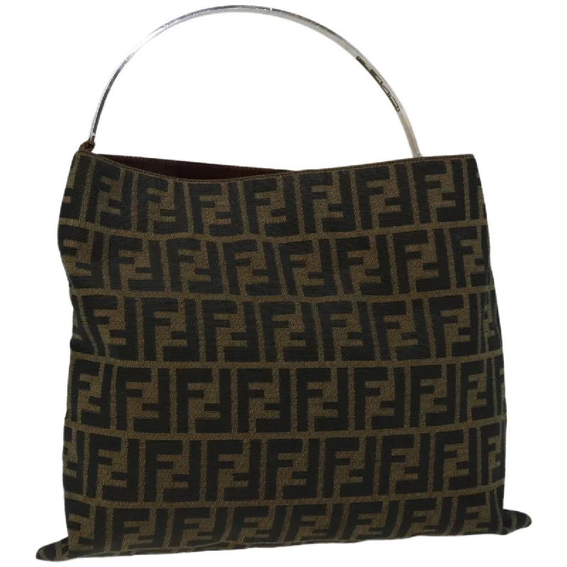 FENDI Zucca Canvas Hand Bag Black Brown  hk1112