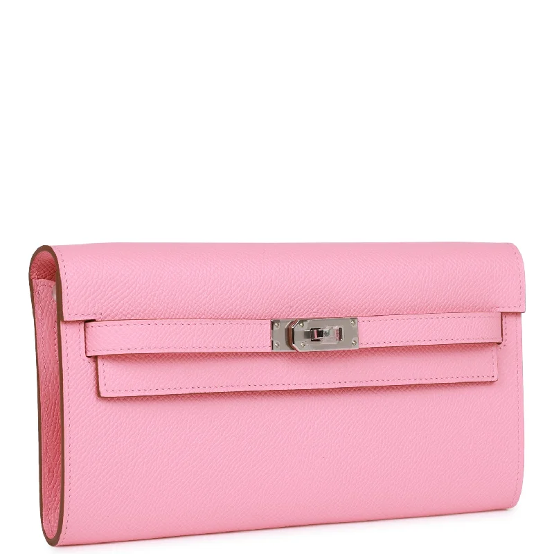 Hermes Kelly Wallet To Go Rose Confetti Epsom Palladium Hardware