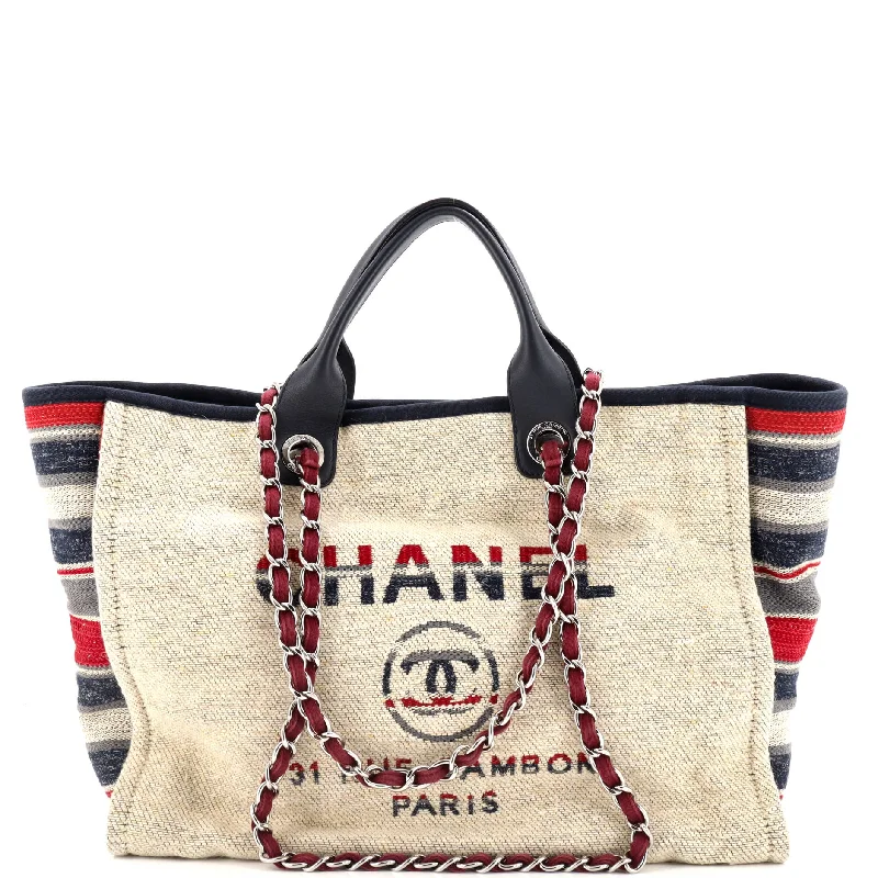 Deauville Tote Canvas with Striped Detail Medium