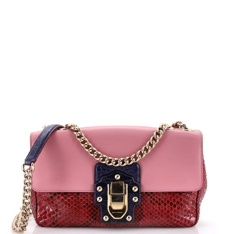 Lucia Shoulder Bag Python and Leather with Crocodile Medium