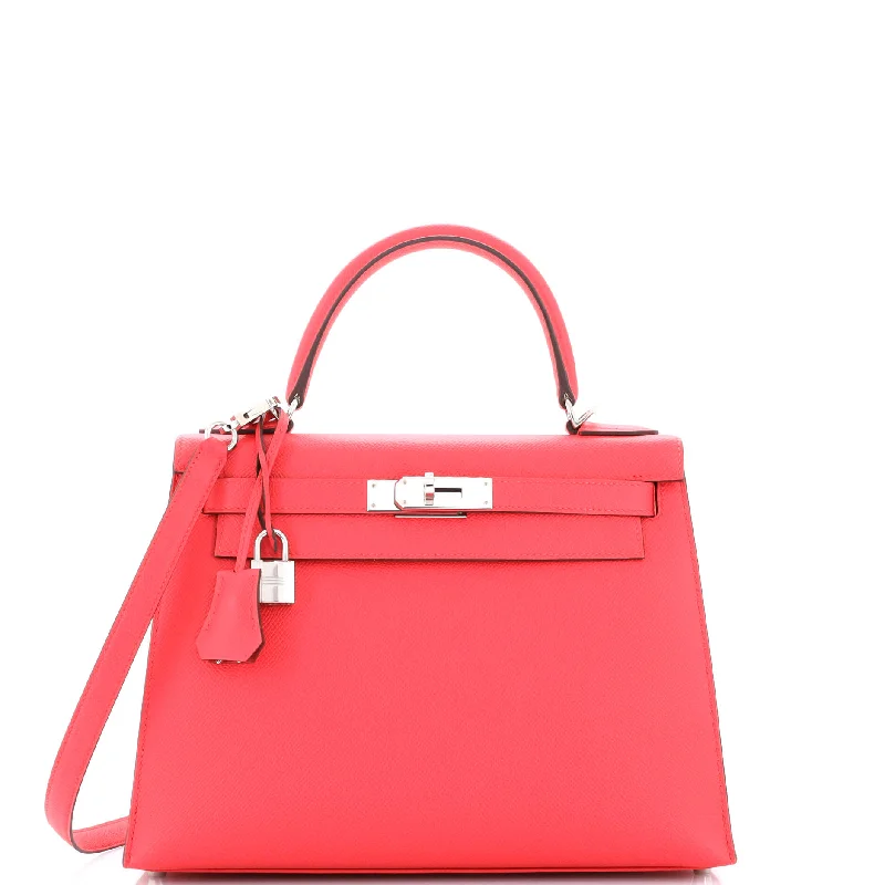 Kelly Handbag Framboise Epsom with Palladium Hardware 28