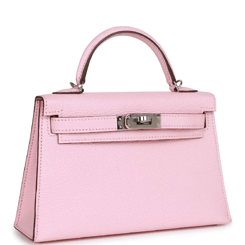 Hermes Kelly Sellier 20 Rose Sakura Chevre Palladium Hardware