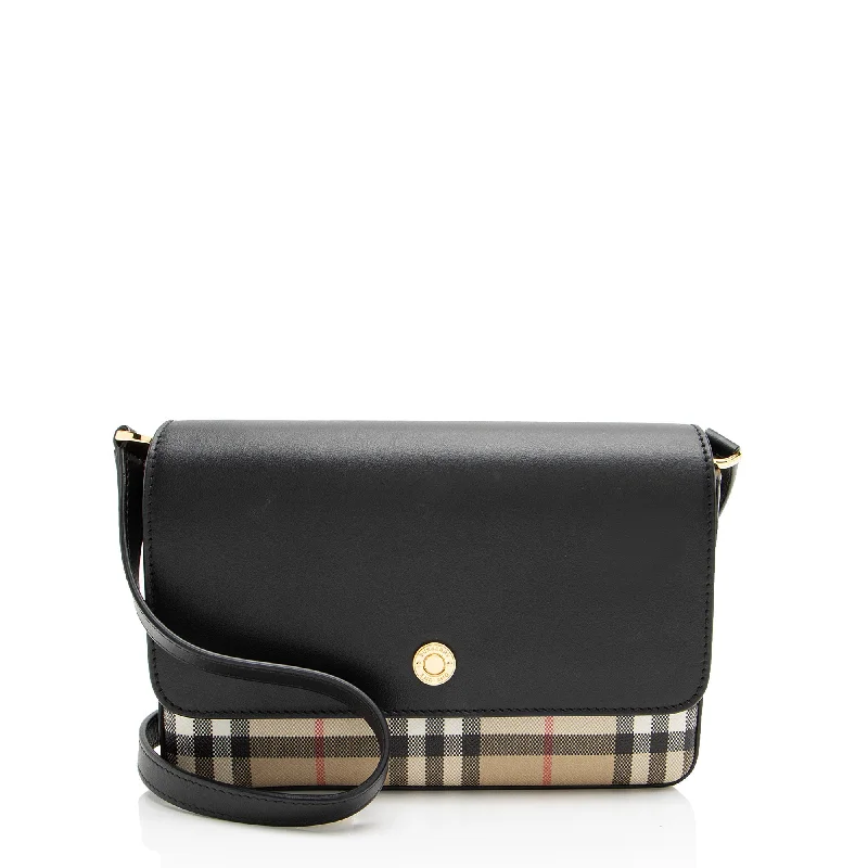 Burberry Calfskin Vintage Check Hampshire Crossbody (SHF-6TceP8)