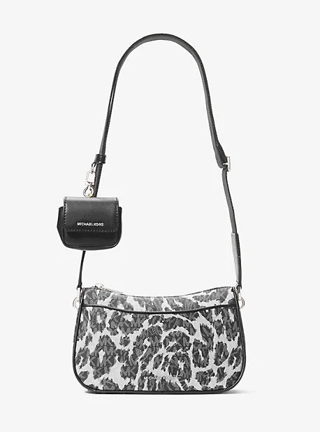 MK Jet Set Medium Leopard Logo Crossbody Bag with Case for Apple AirPods ProÂ® - Black - Michael Kors