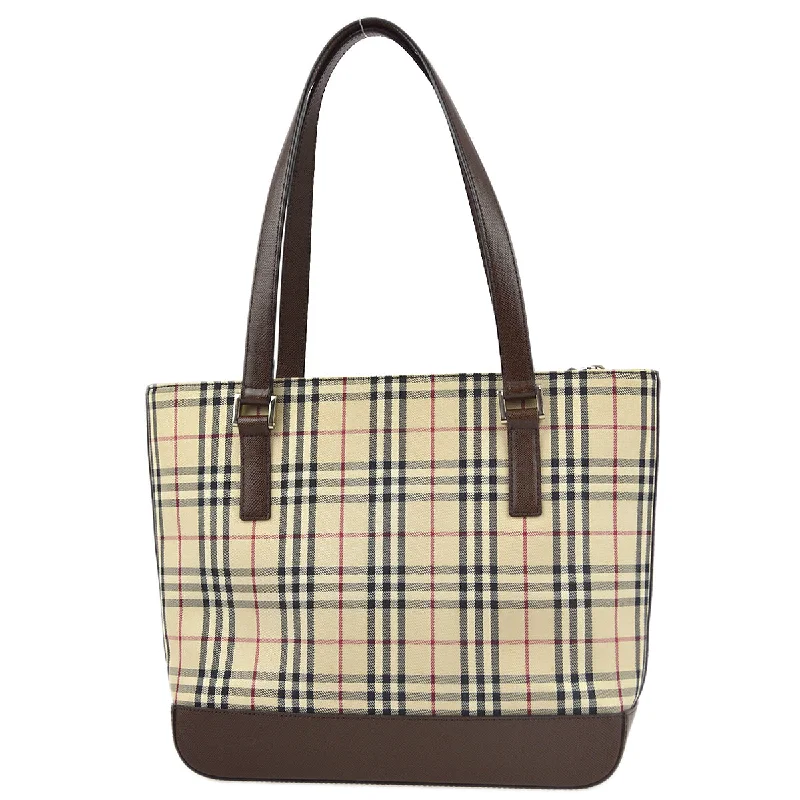 BURBERRY Beige  Check Tote Shoulder Bag 182135