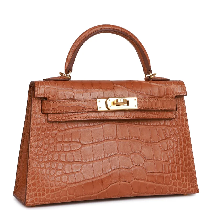 Hermes Kelly Sellier 20cm Gold Matte Alligator Gold Hardware