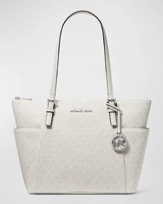 East-West Monogram Leather Tote Bag