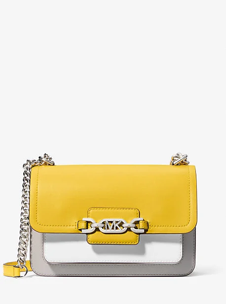 MK Heather Large Color-Block Leather Shoulder Bag - Yellow - Michael Kors